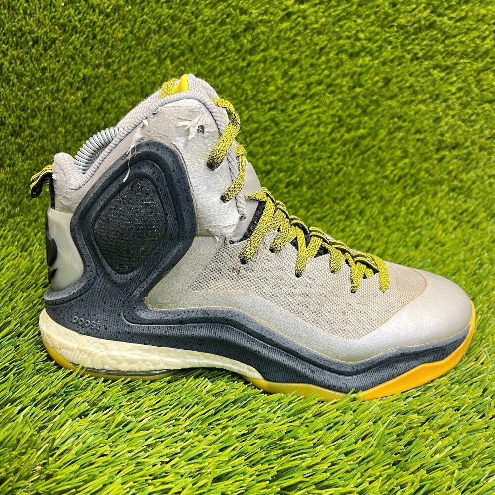 Adidas‎ D Rose 5 Boost J Boys Size 4.5Y Silver Black Basketball Shoes Sneakers